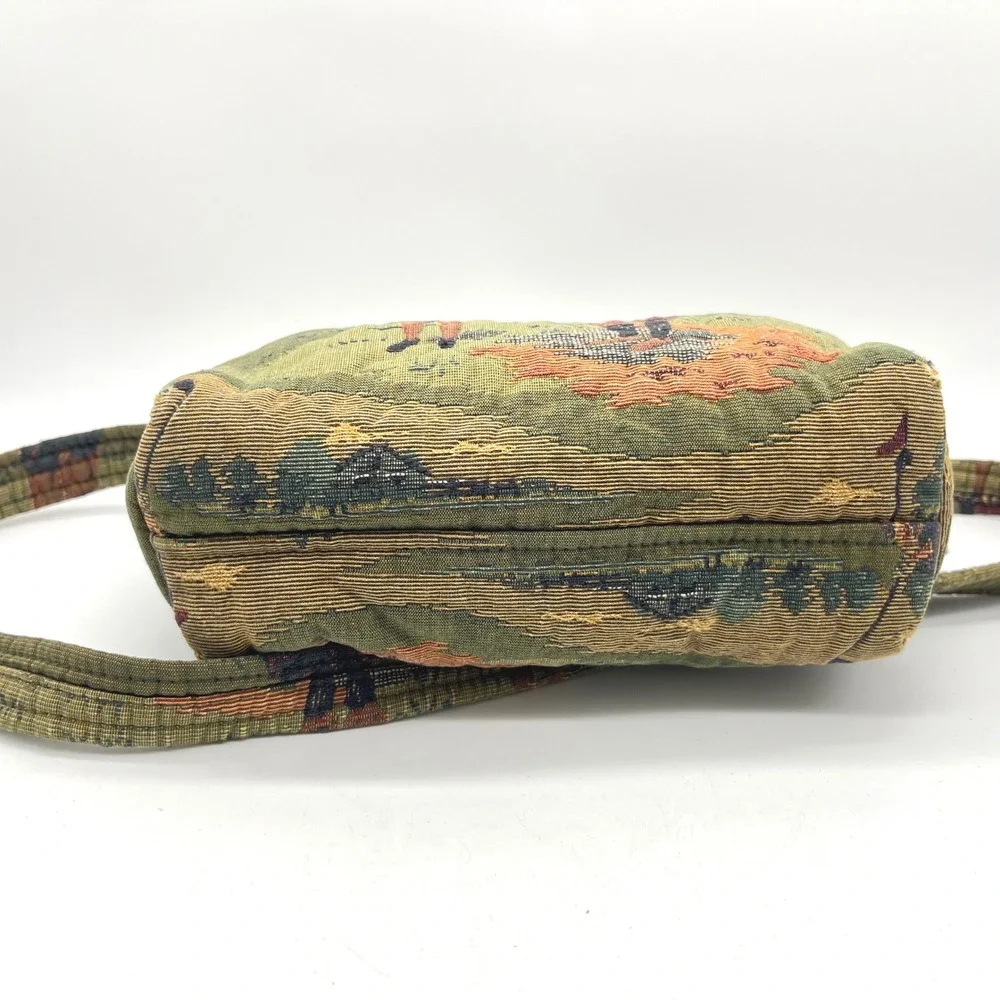 Vintage Golf Tapestry Crossbody Bag Green Scenic Woven Shoulder Purse